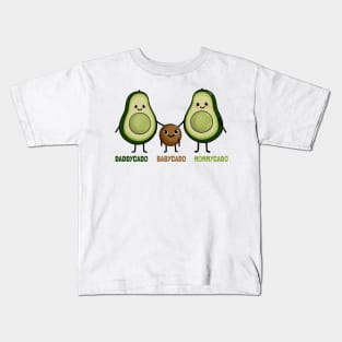 Cute avocado Family Daddy Babby and MommyCado Kids T-Shirt